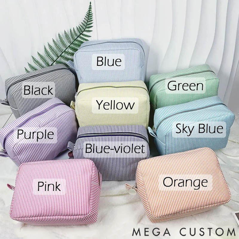 Personalized Name Peter Rabbit Bunny Alphabet Striped Makeup Bag Travel Toiletry Pouch Birthday Easter Gift for Her Girls 