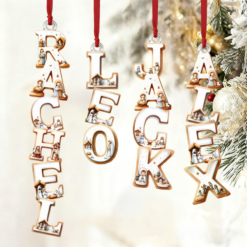Personalized Nativity Scene Acrylic Christmas Ornament with Custom Name Religious Gift Christmas Tree Decor Christian Gift
