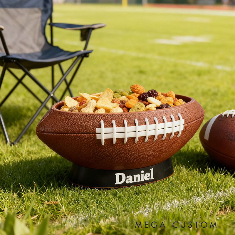 Personalized Football Snack Bowl - Custom Name Football Shaped Snack Holder for Game Day, Tailgating & Sports Fans