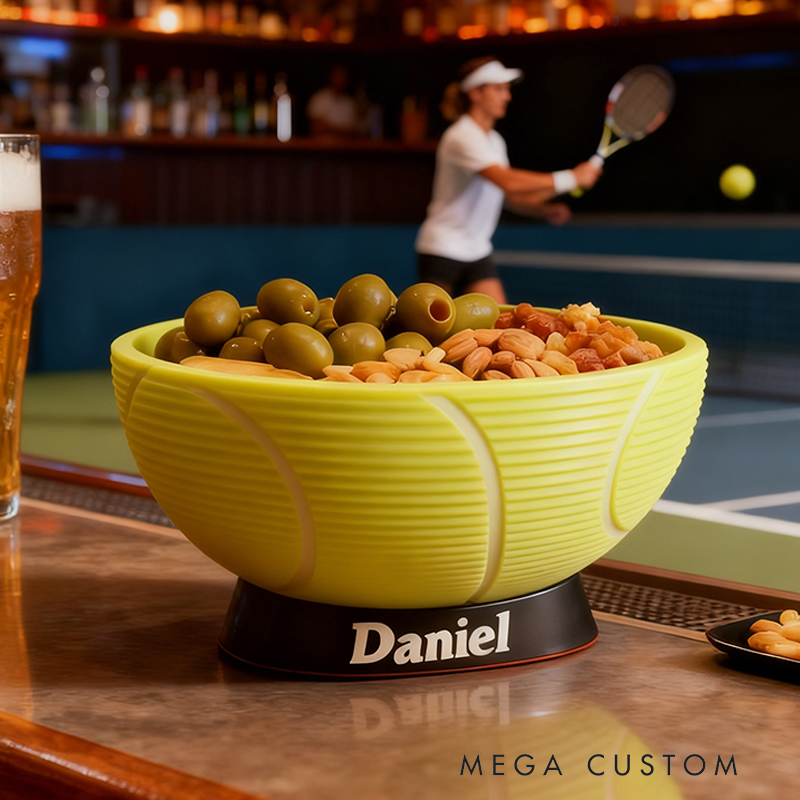 Personalized Tennis Snack Bowl - Custom Name Tennis Shaped Snack Holder for Game Day, Tailgating & Sports Fans