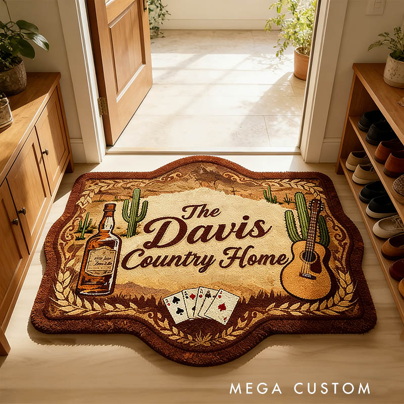 Personalized West Cowboy Guitar Home Doormat Country Music Home Doormat Custom Family Doormat New Home Gift Housewarming Gift Closing Gifts First Home Gifts Home Decor