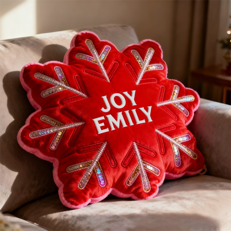 Personalized Christmas Snowflakes with Name Graphic 3D Print Pillow Christmas Gift for Family