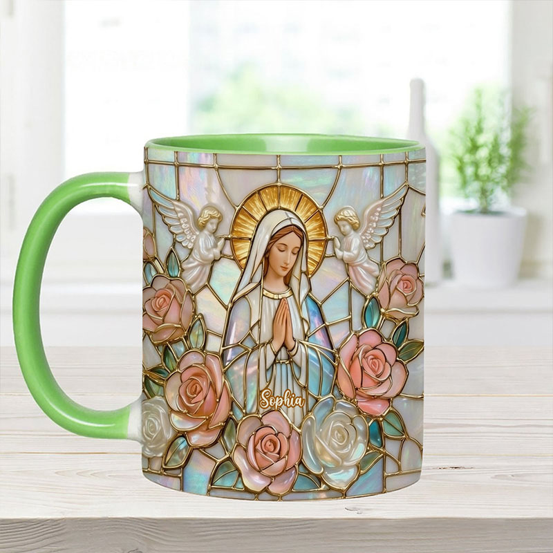 Personalized Believe Virgin Mary 11oz Ceramic Mug with Custom Name Religious 3D Coffee Mug Catholic Gift for Women