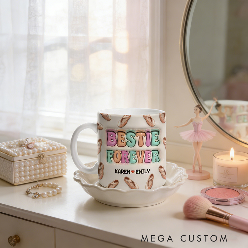 Personalized Mugs for Besties and Sisters Customizable Icons and Names Perfect Gift for Closest Friends Besties Sisters Ballet Dancer for Birthday Holiday