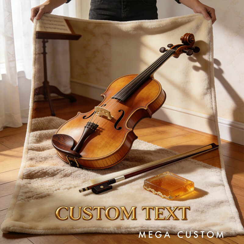 Personalized Musical Instrument Corner Violin Themed Soft Throw Blanket with Name Perfect for Music Lovers Birthday Anniversary Performance Gifts