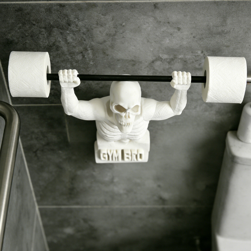 Personalized 3D Printed Skeleton Toilet Paper Holder Weightlifter Design Funny Bathroom Decor Funny Bathroom Decor Gym Themed Fitness Inspired