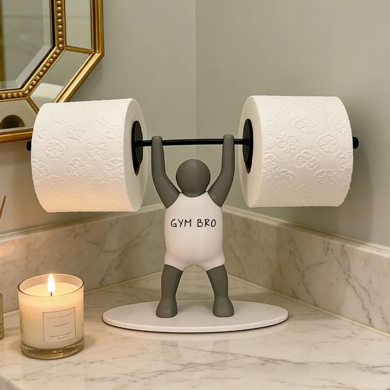 Personalized 3D Printed Unique Toilet Paper Holder Weightlifter Design Funny Bathroom Decor Funny Bathroom Decor Gym Themed Fitness Inspired