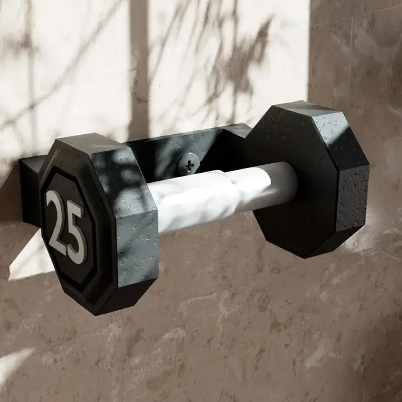 Personalized 3D Printed Dumbbell Toilet Paper Holder Weightlifter Design Funny Bathroom Decor Funny Bathroom Decor Gym Themed Fitness Inspired