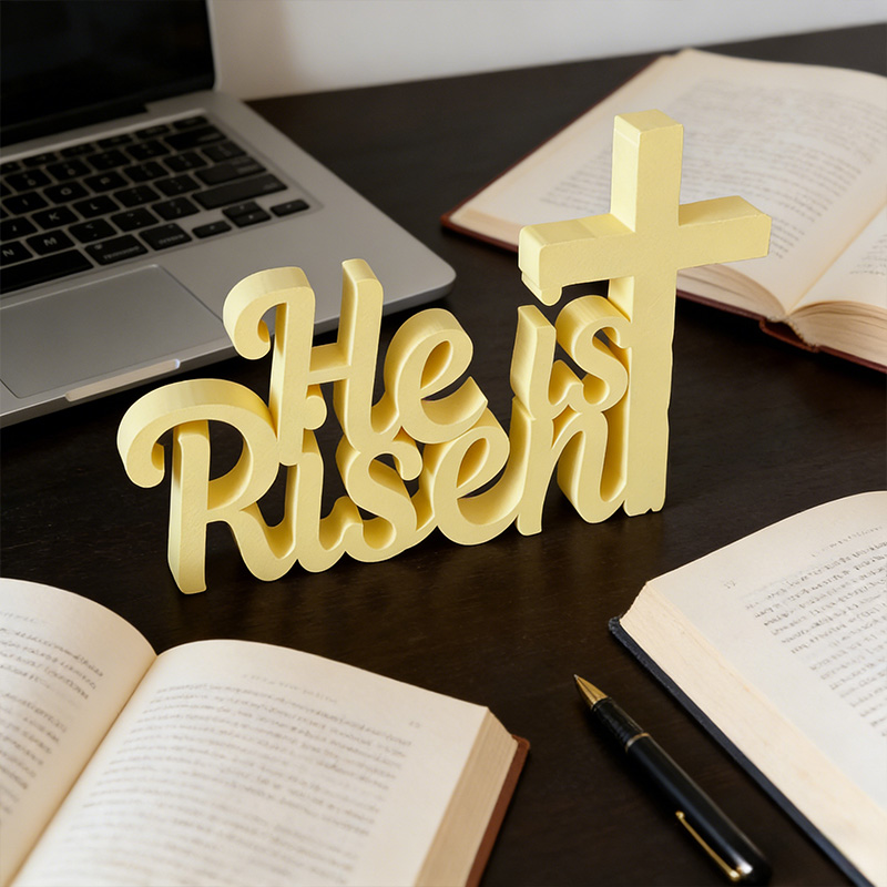 Personalized He is Risen Cross 3D Printed Home Decor Faith Gift Religious Gift Christian Easter Gift for Christians