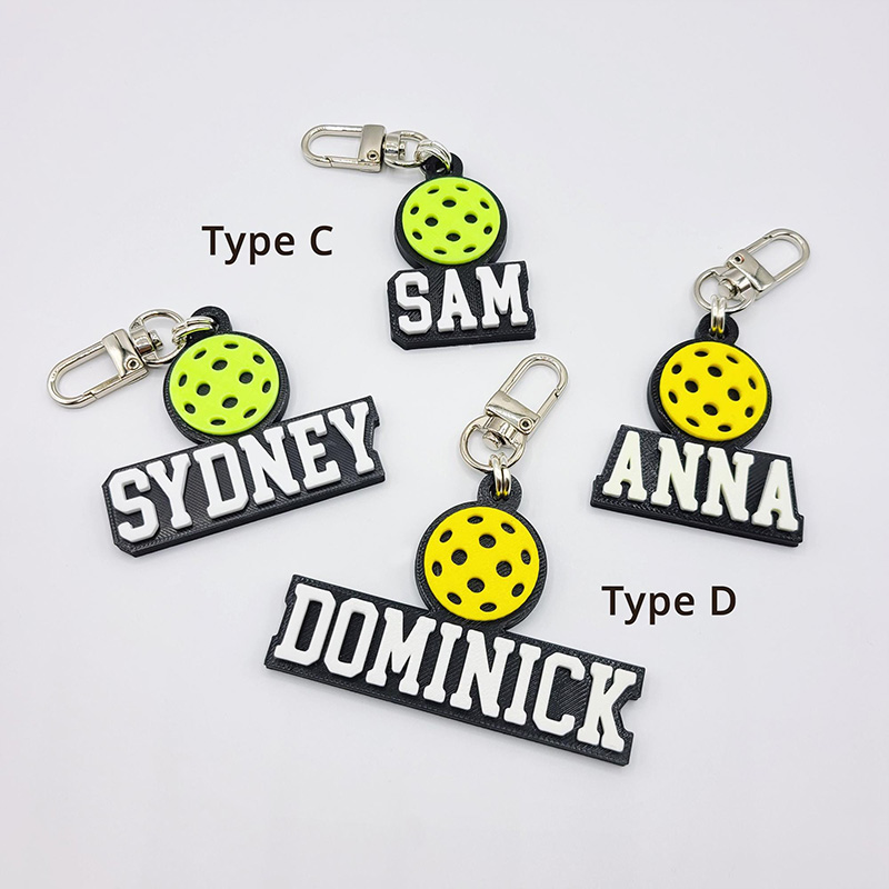 Personalized Pickleball Keychain with Custom Name and 3D Pickleball Design
