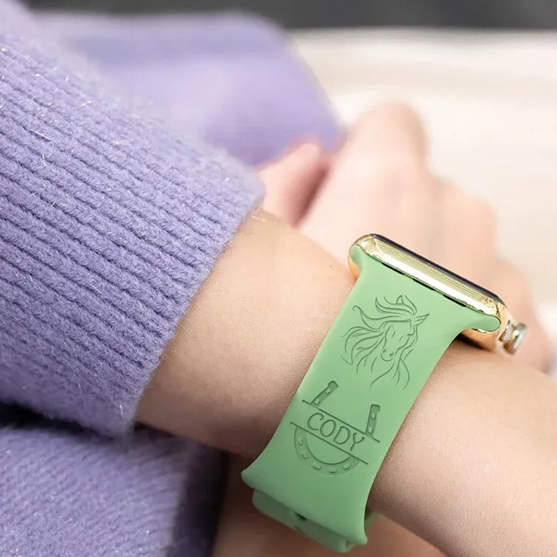 Personalized Horse Horseshoe Silicone Watch Band for Riding Lovers
