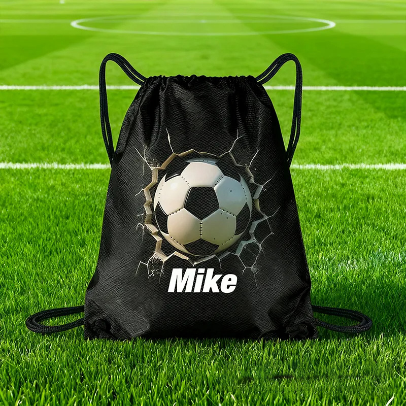 Personalized Soccer, Basketball, Volleyball, and Football Drawstring Backpack with Custom Name and 3D Ball Design