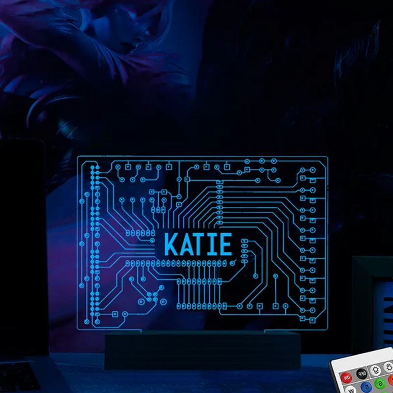 Personalized Computer Geekery Night Lights Acrylic LED with Name Room Decor Birthday Gift for Geek Lover
