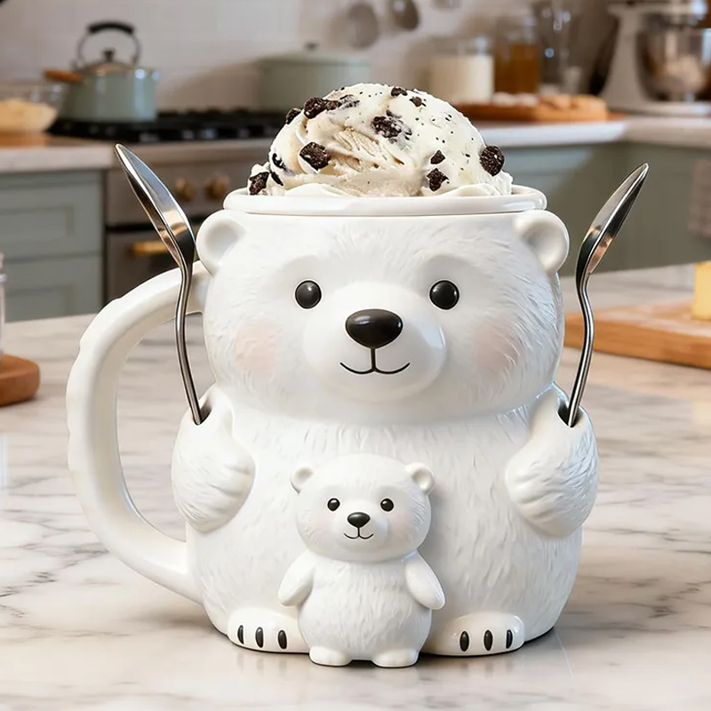 Personalized Polar Bear Ice Cream Pint Holder Cute Custom Freezer Accessory for Kids and Adults Unique Gift Fun Kitchen Decor