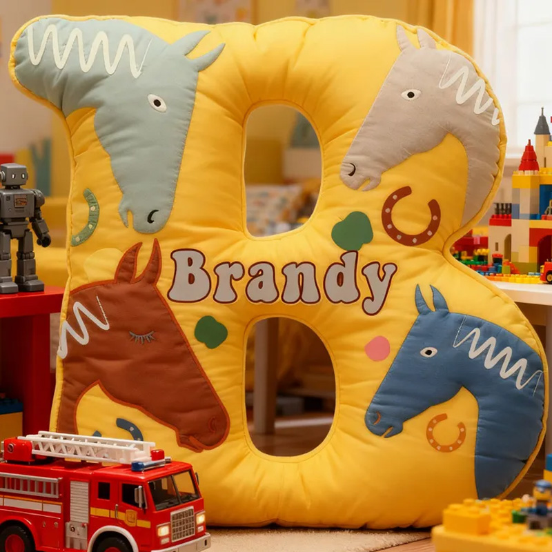 Personalized Riding Equestrian Horse Pillow Floral Horse Custom Name Festive Flower Decor with French Countryside Gifts for Family Graphic 3D Print Riding Lovers