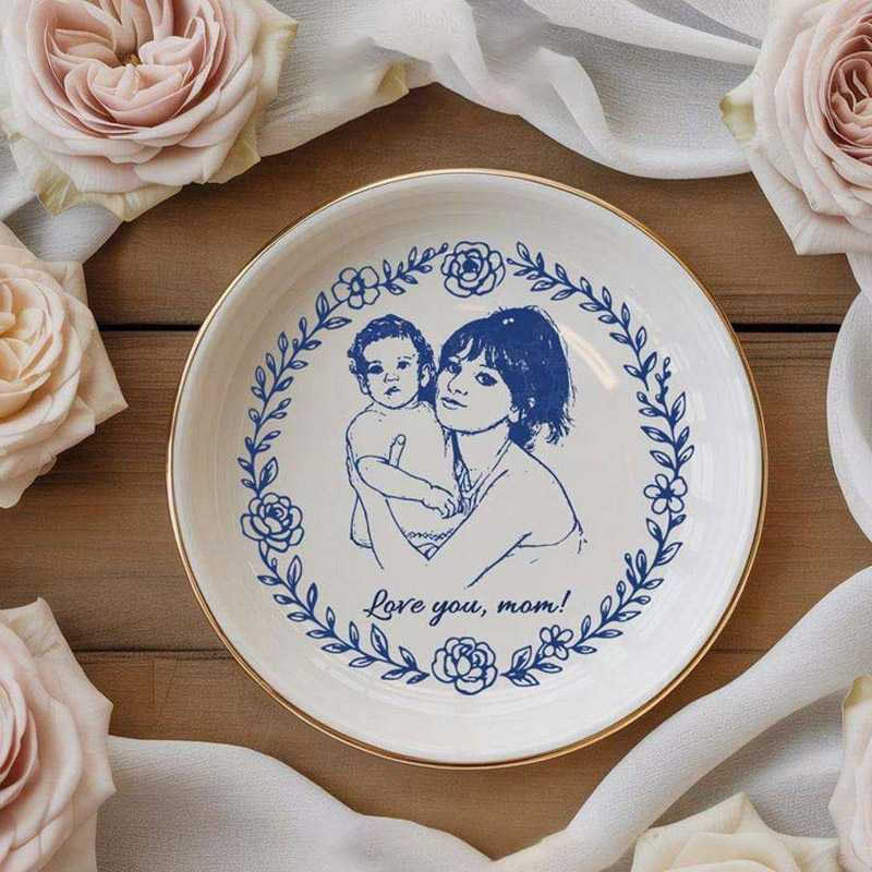 Personalized Mom Nana Jewelry Dish Family Photo Ring Dish Custom Portrait Ceramic Ring Dish Mom Photo Gift Family Lover Gift