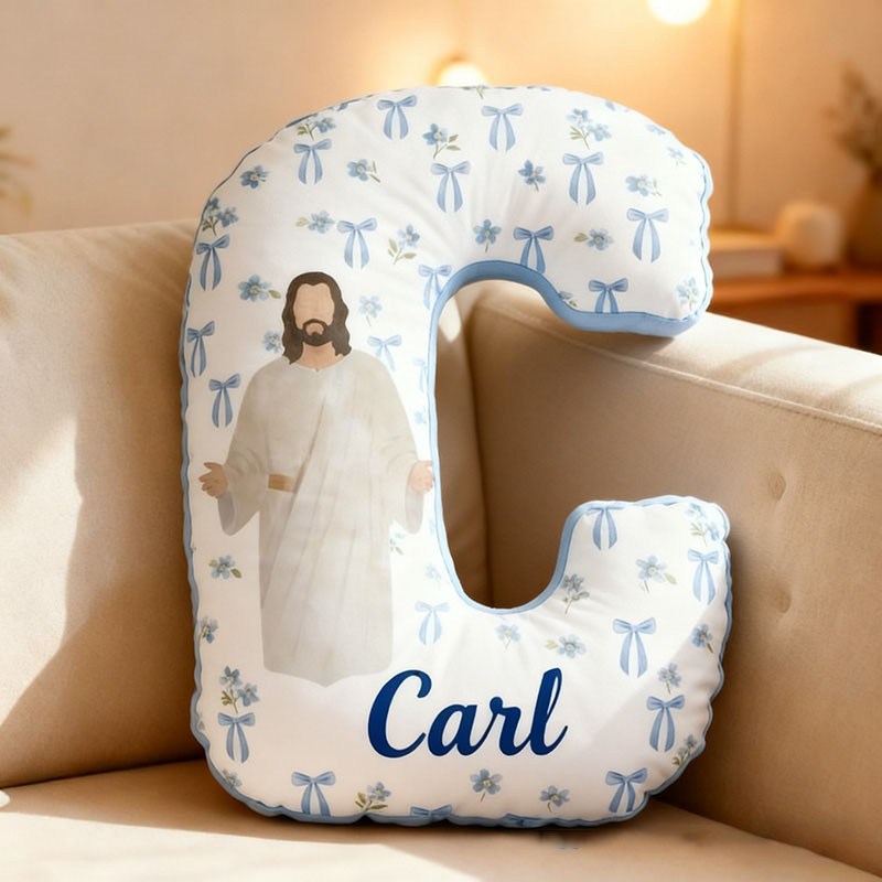 Personalized Jesus Love you Letter Pillow with Name Christian Home Decor Religious Gift Birthday Gift Jesus Lover Pillow Graphic 3D Print Pillow