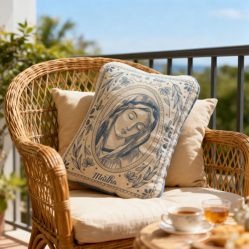 Personalized Virgin Mary Pillow with Custom Name Catholic Home Decor Religious Gift Birthday Gift for Women Graphic 3D Print Pillow