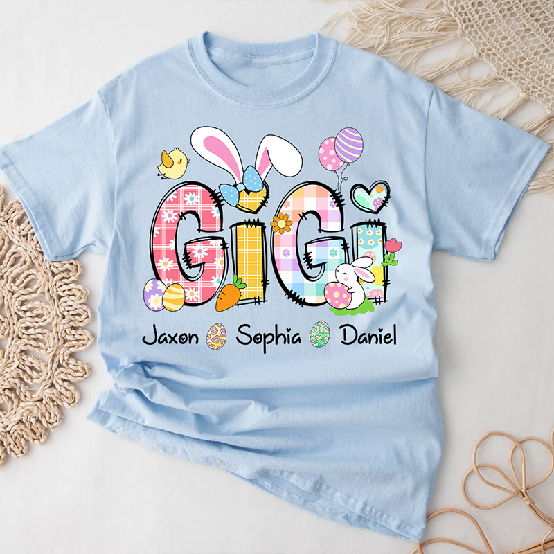Personalized Bunny Easter Gigi Custom Gigi And Grandkids T-Shirt Gift for Grandma