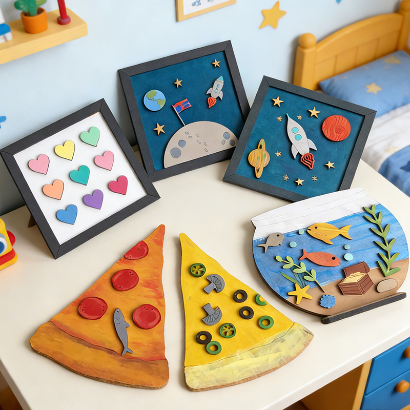 Wooden Painting Projects For Kids Unfinished Wood Crafts DIY Party Favor for kids gift wood Painting craft Kit for boy and girl