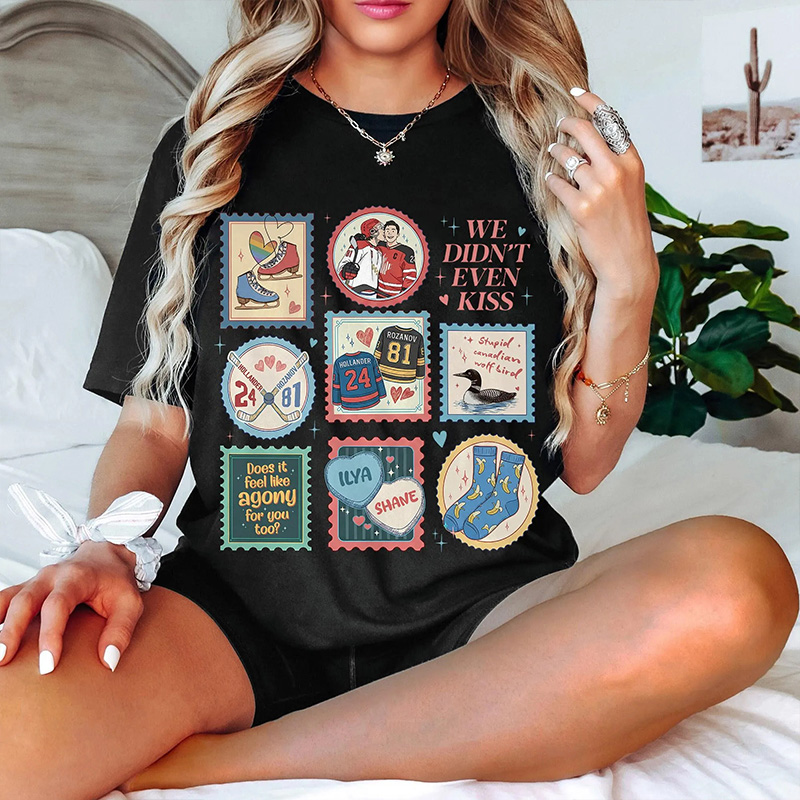 Personalized Hockey Romance Design T-Shirt with Custom Hockey Rivals Couple Shirts, Movie Book Fans Gift