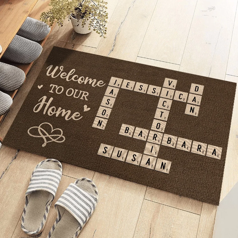 Personalized Family Name Puzzle Rug Welcome to Our Home Custom Doormat Perfect Housewarming Gift Durable Entryway Mat for New Home Indoor Outdoor Decor