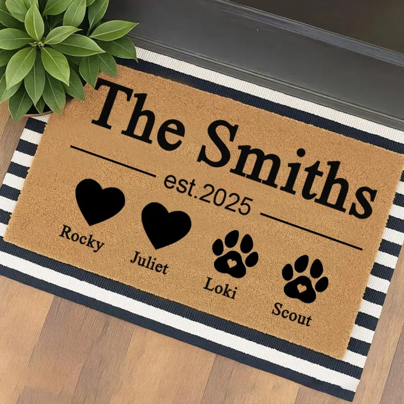 Personalized Welcome Doormat Custom Family and Pet Doormat Thoughtful Housewarming Gift for Your New Home Closing Gifts First Home Gift Christmas Gift