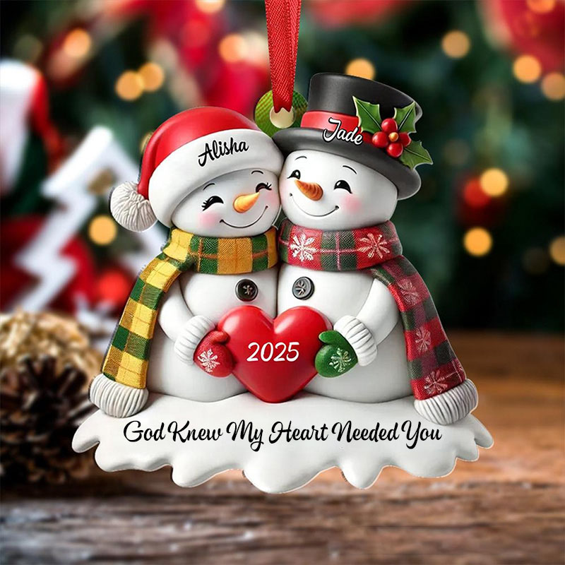 Personalized Snowman God Gave me you Acrylic Christmas Ornament with Name and Text Religious Gift Christmas Tree Decor Christian Gift for Couple