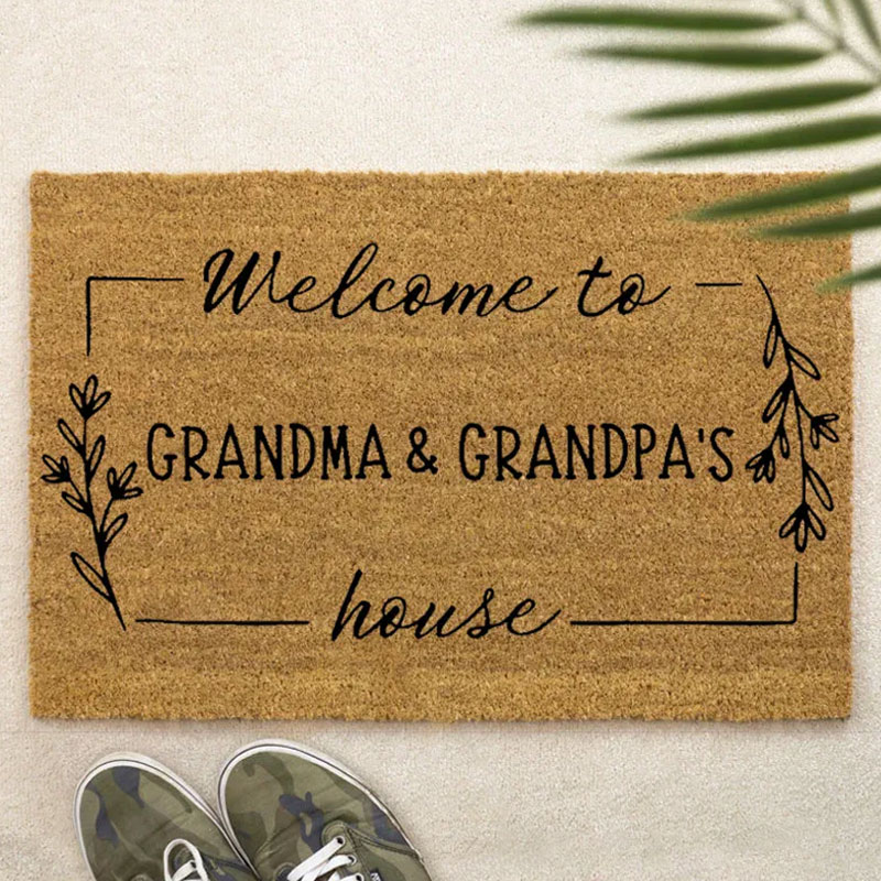 Personalized Grandparent Welcome Doormat Custom Welcome to Grandma & Grandpa's House Door Mat Housewarming New Home Gift 