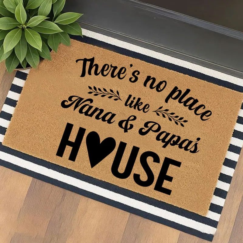 Personalized There's No Place Like Grandparents House Doormat Custom Welcome Mat Indoor Outdoor Rug Home Decor Gift for Family Grandkids Entryway
