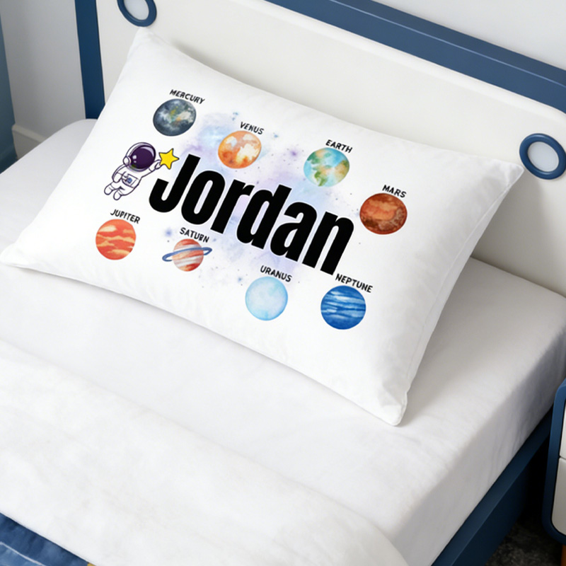 Personalized Solar System Throw Pillow Cover with Name Outer Space Kids Bedding Home Decor Christmas Birthday Gift for Geek Lover