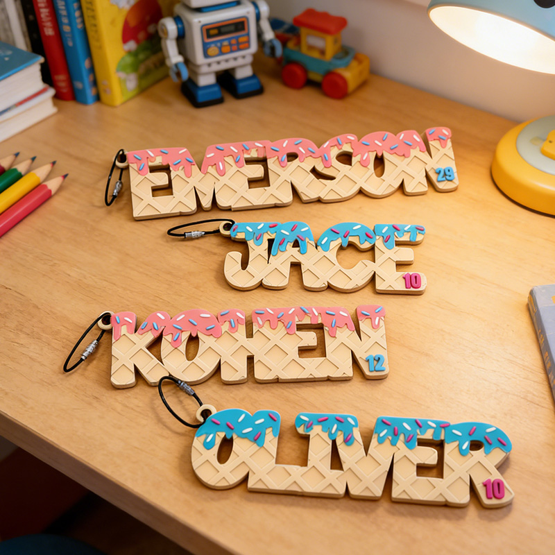 Personalized Ice Cream Drip Name Custom Bag Tag for Backpack Bag Tag Keychain Gift for Kids Baseball Bag Tag Softball Bag Tag Backpack or Sports Bag Tag Back to School Name Tag