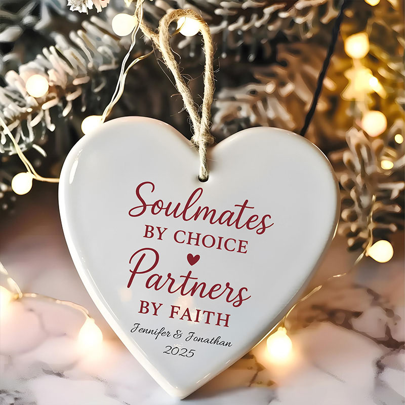 Personalized Soulmates by Choice Partners by Faith Ceramic Ornament with Name and Year Religious Gift Valentine's Gift Anniversary Gift