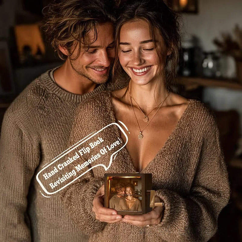 Personalized Photo Flipbook Animation Box Wooden Photo Book with Light Anniversary Birthday Wedding Gift for Mom Unique Gift for Couple Home Decor
