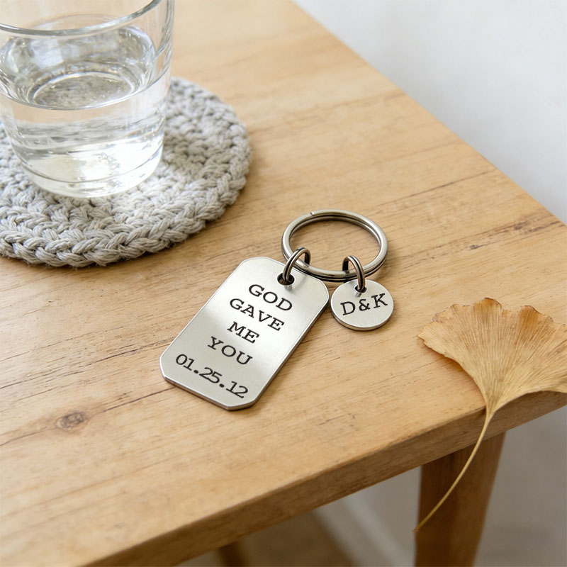 Personalized God Gave me you Keychain with Intial and Date Key Accessories Wedding Gift Religious Gift for Couple