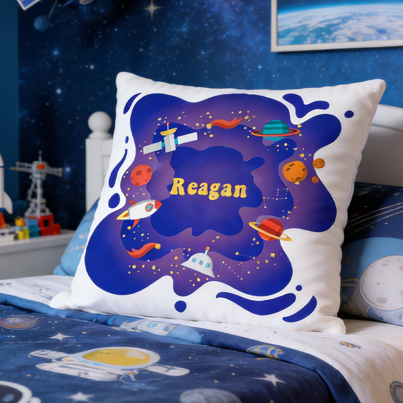 Personalized Space Theme Astronaut Rocket Throw Pillow Astronomy Gift for Nerd Geek Lover