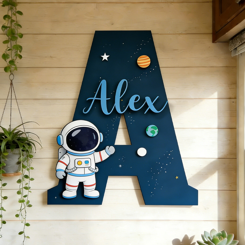 Personalized Initials Rocket 3D Wall Space Home Decor for Geek Lover