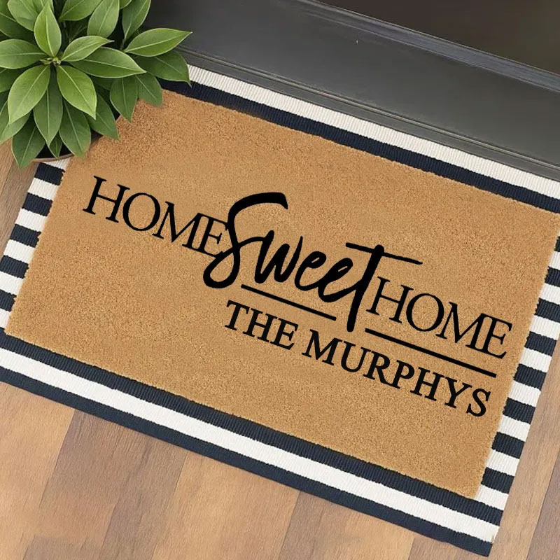 Personalized Home Sweet Home Doormat Custom Family Name Durable Coir Welcome Mat for New Home Entryway Perfect Housewarming Gift for Couples