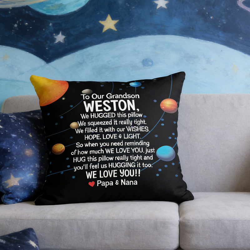 Personalized Space Theme Planets Love Throw Pillow Astronomy Gift for Child Nerd Geek Lover