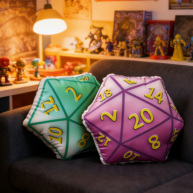 Personalized Dice Pillow Polyhedral Dice Cushion Geek Home Decor Gaming Dungeon Gamer Gifts for Nerdy Geek Lover