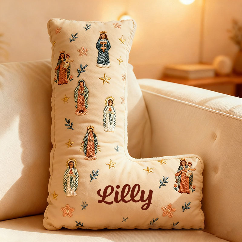 Personalized Virgin Mary Letter Pillow with Custom Name  Graphic 3D Print Pillow Home Decor Religious Gift Catholic Gift for Women