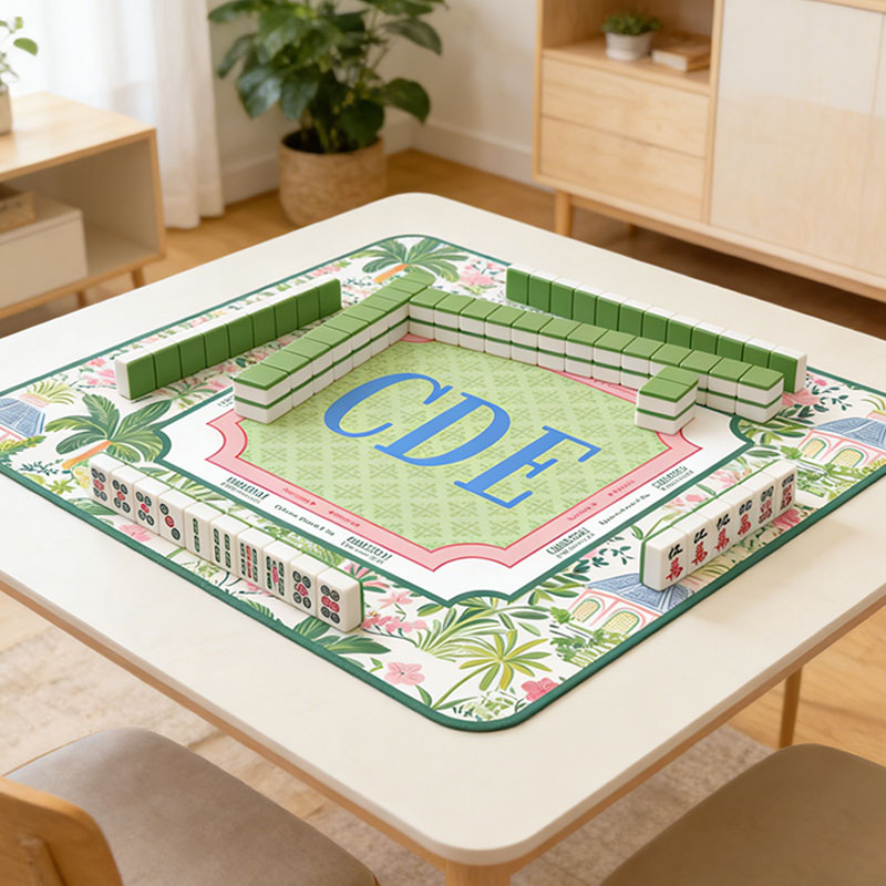 Personalized Palm Beach Chic Mahjong Mat Custom Monogram Mahjong Mat Neoprene Game Surface Travel Portable Playing