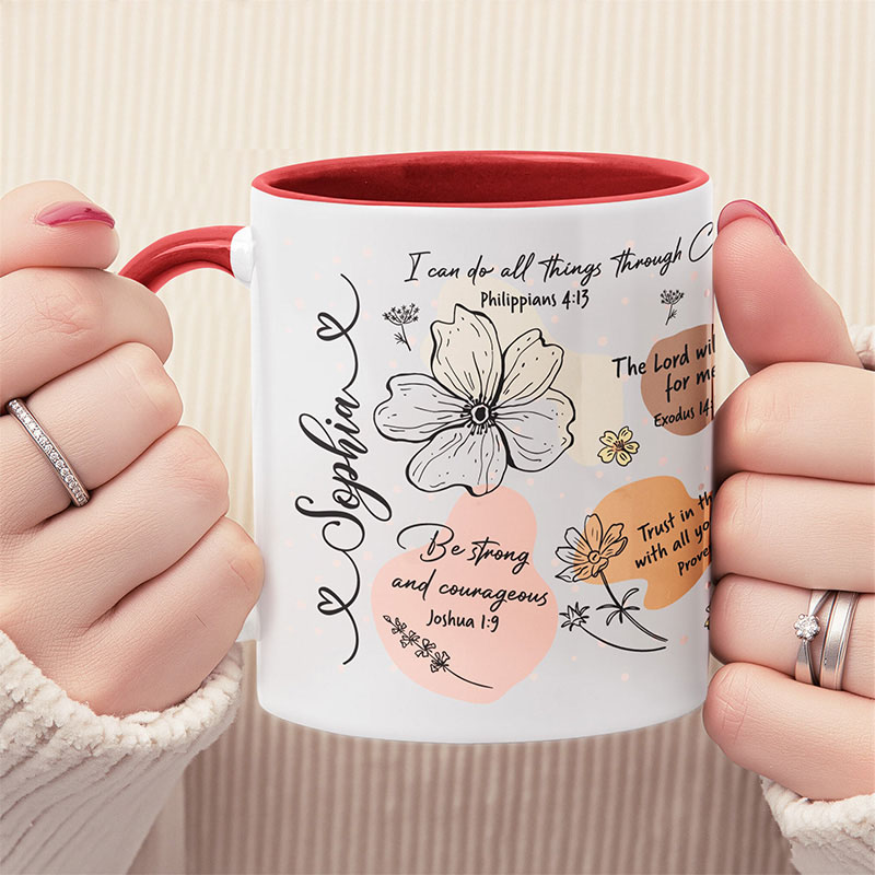 Personalized Christian Affirmation Bible Verse Ceramic Mug with Name Religious Inspirational Faith Gift Christian Gift for Women