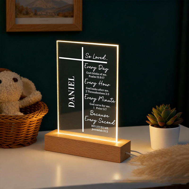 Personalized Bible Verse Cross LED Night Light with Name Home Decor Faith Based Decor Religious Gift Bible Verse Gift for Christians 
