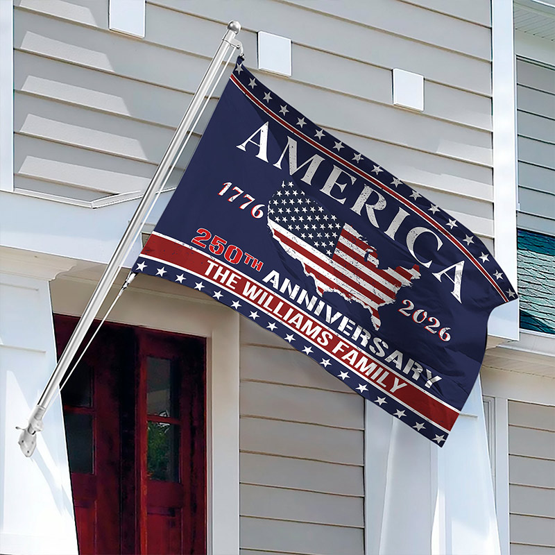 Personalized Family Name America 250th Anniversary Banner House Flag
