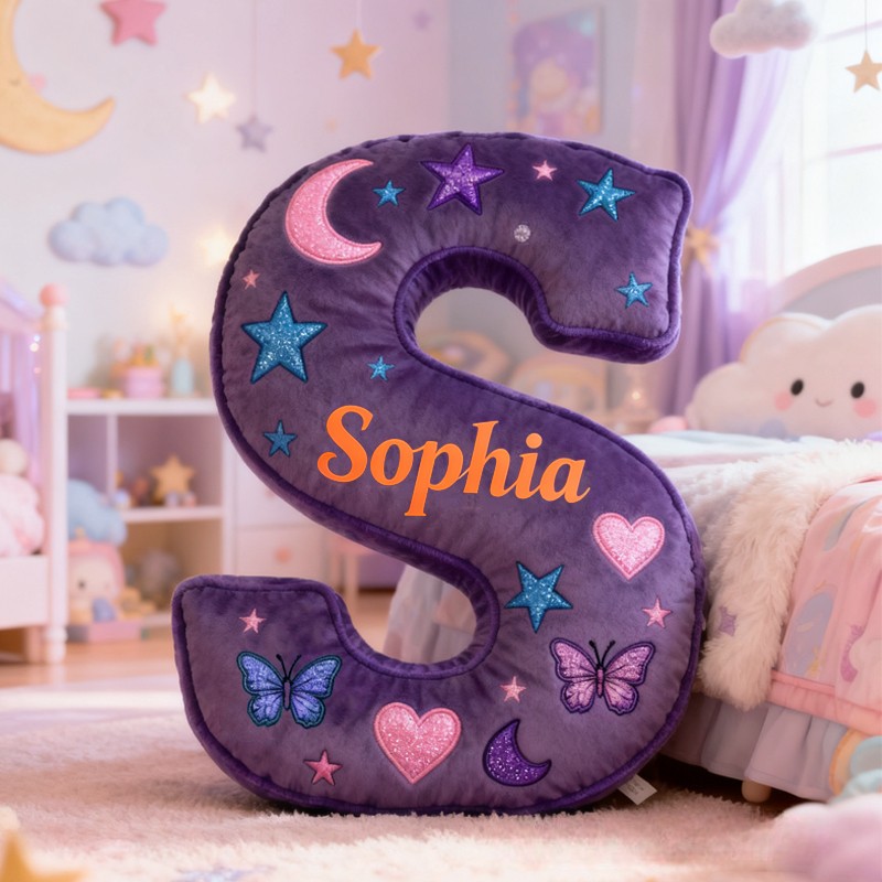 Personalized Purple Butterfly with Name Graphic 3D Print Pillow Christmas Gift for Kids Birthday Gift