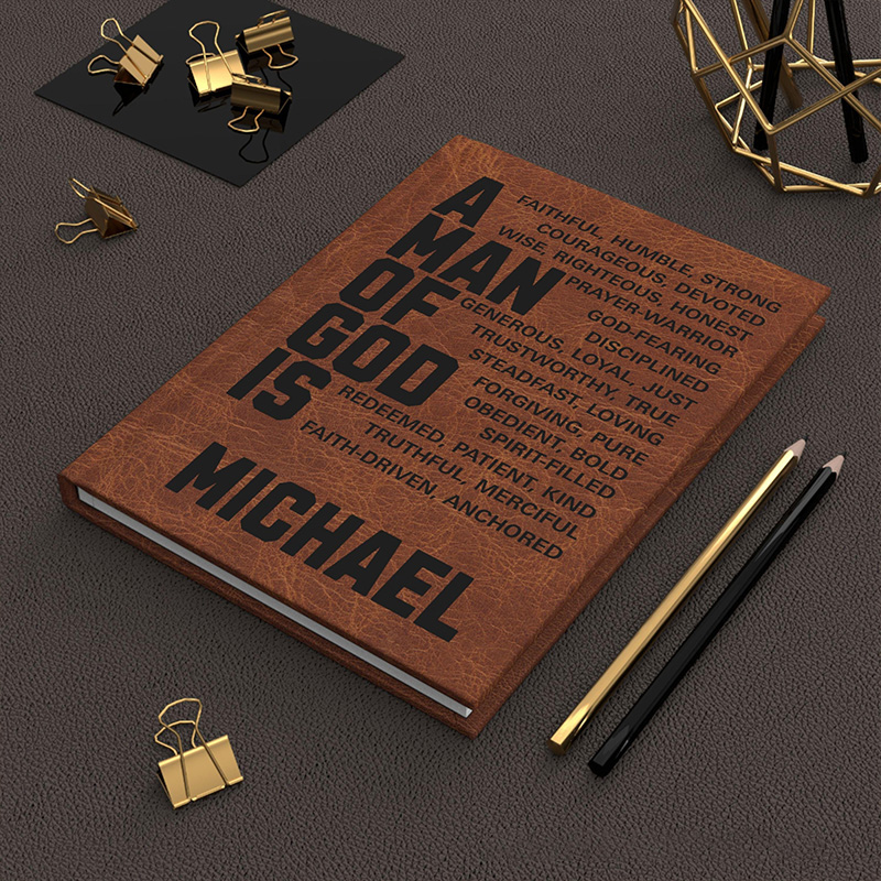 Personalized a Man of God A5 Prayer Journal Notebook with Name Religious Gift Faith Gift Bible Study Notebook for Christian Men