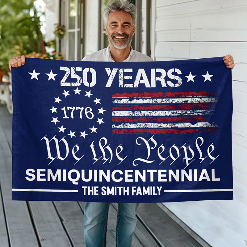 Personalized Family Name We The People America 250 Years House Flag