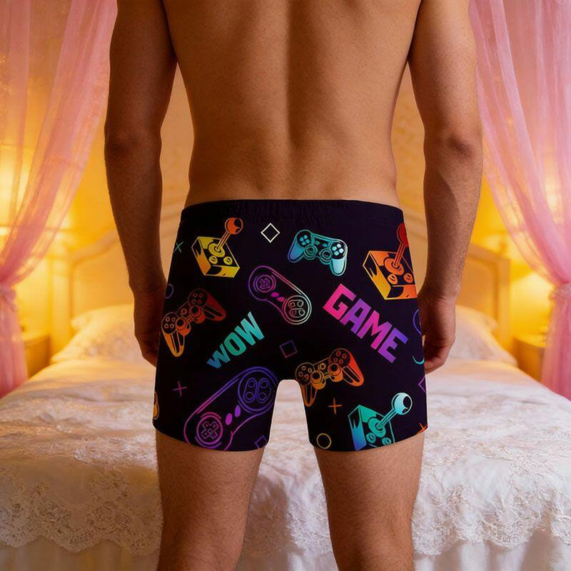 Personalized Picture Mens Underwear Boxer Briefs with Game Controller Pattern Best Gift for Boyfriend Geek Lover
