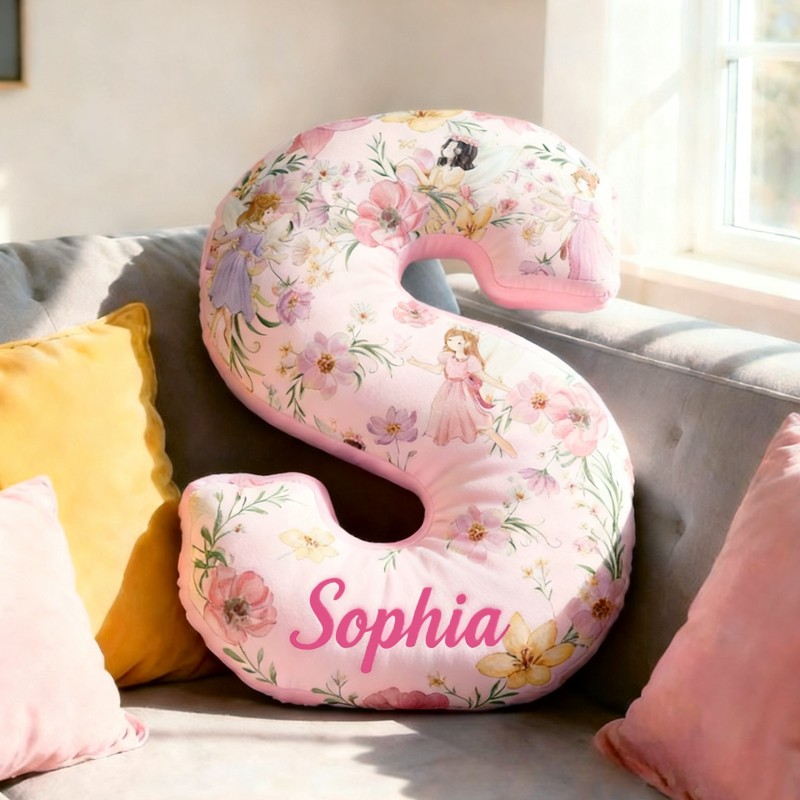 Personalized Flower Fairy Initial Name Pillow Christmas Gift for Kids